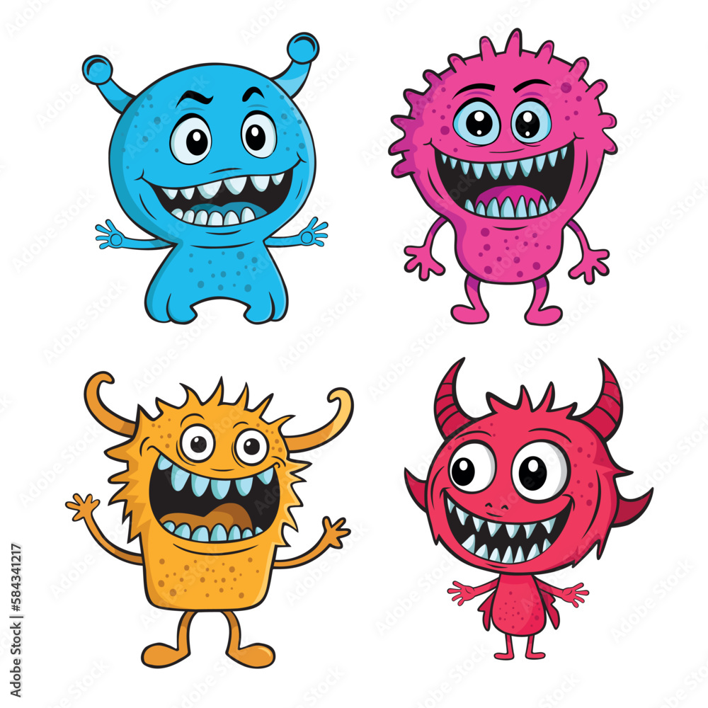funny and cute colourful monsters for halloween with big open mouths funny and cute colourful monsters for halloween with big open mouths