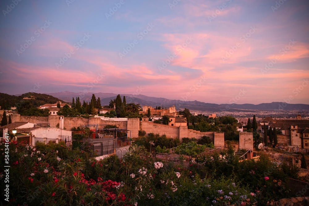 Panorama at sunset in Granada