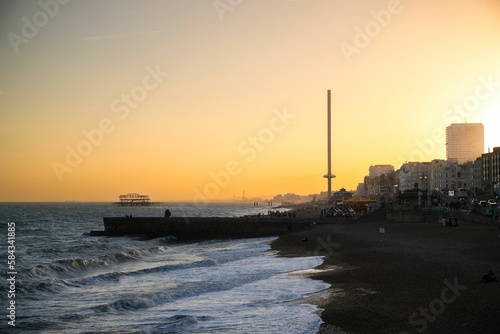 Brighton beach at dusk