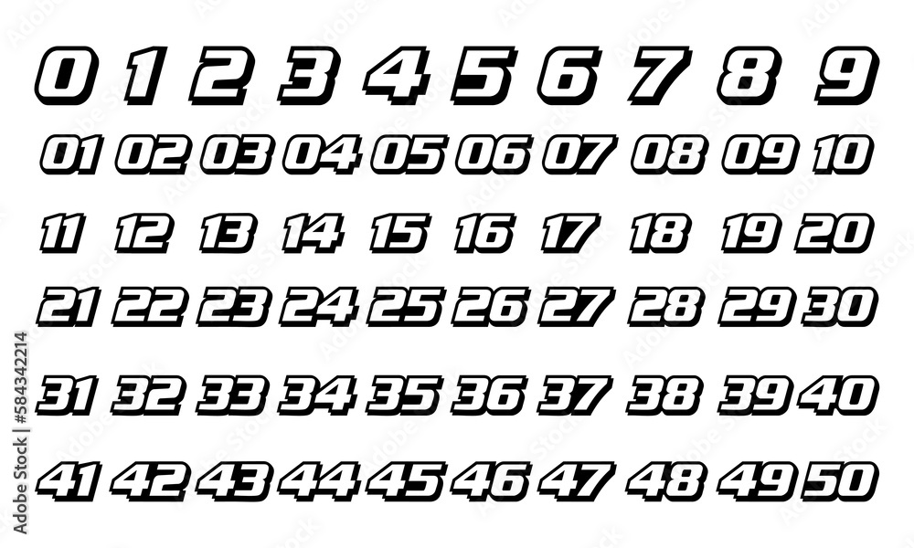 Racing Number, Set of Start Racing number, sport race number Racing Number, Set of Start Racing number, sport race number