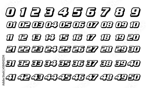 Racing Number, Set of Start Racing number, sport race number