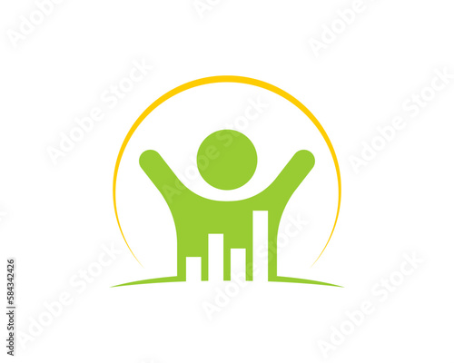 Success people with chart grow up inside