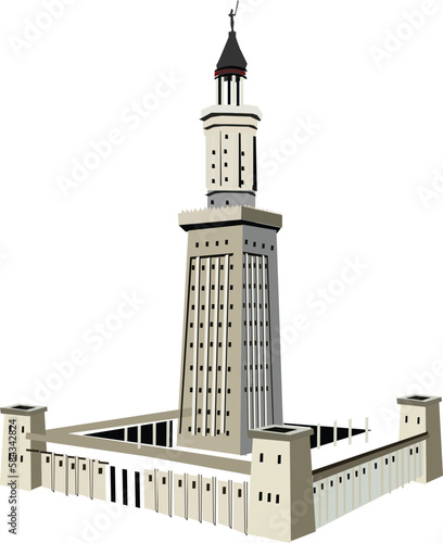 Light house of Alexandria, vector illustration.