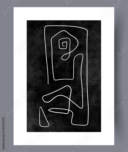 Abstract lines chaos conceptualism wall art print. Printable minimal abstract lines poster. Contemporary decorative background with conceptualism. Wall artwork for interior design.