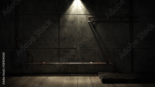 Grunge abstract room with urban metallic background. 3d rendering