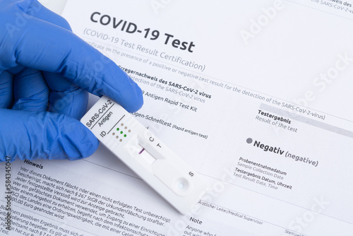 Negative test result by using rapid test device for COVID-19.