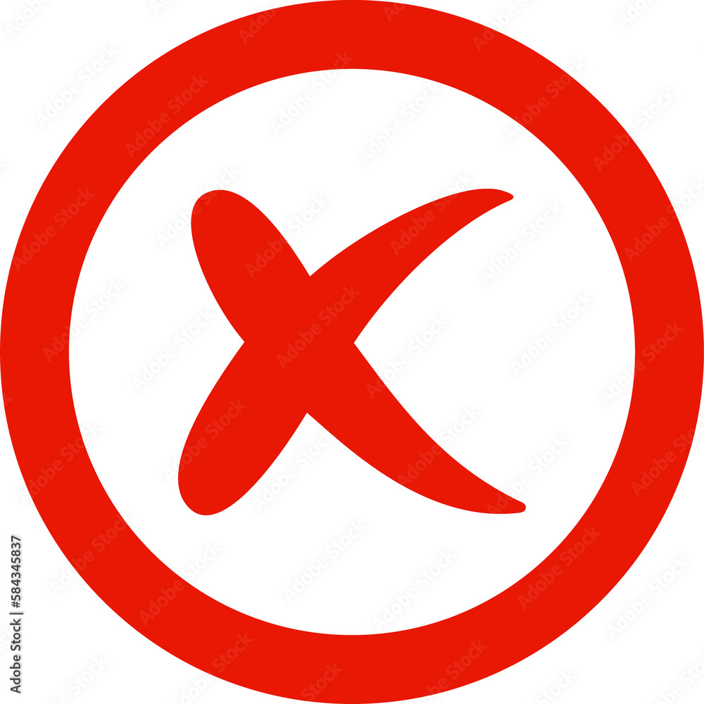 CHECK MARK - RED X. BUTTON FOR VOTE NO IN CIRCLE. RED CROSS MARK ICONS ...