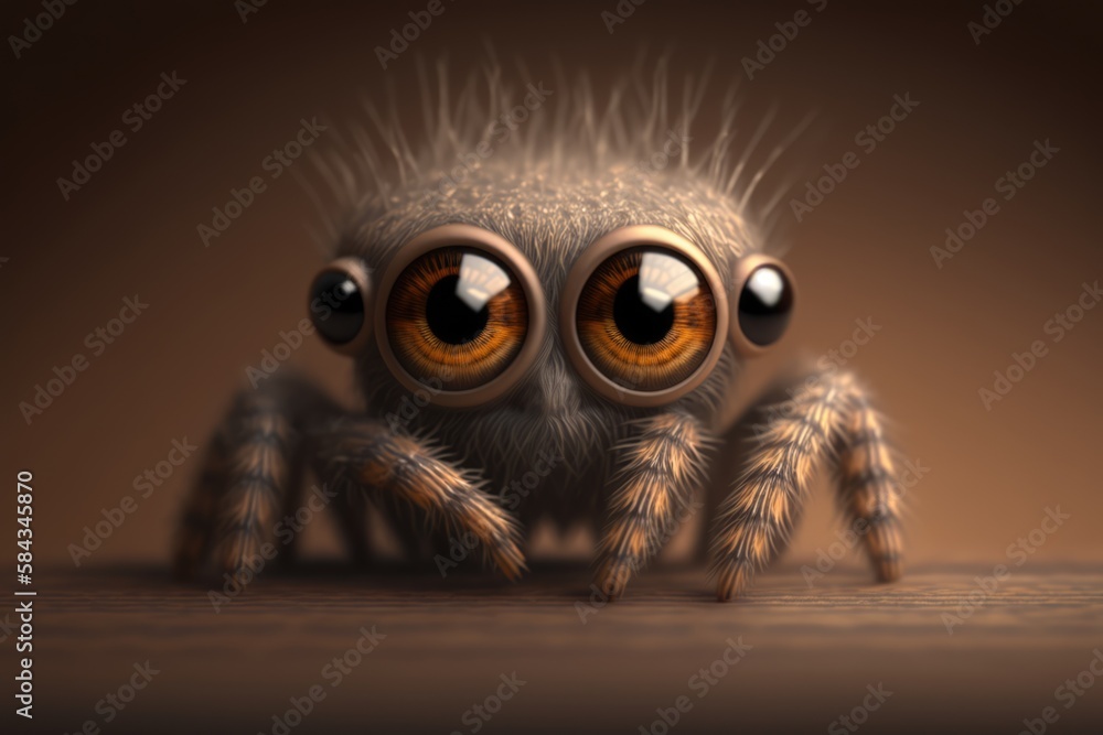 Cute brown spider on brown background created using generative ai technology Cute brown spider on brown background created using generative ai technology