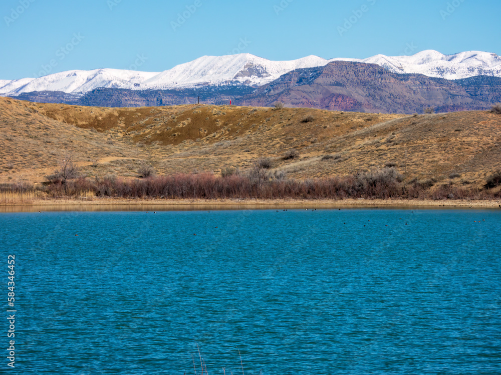 A recreational reservoir in western Colorado, partially drained because of invasive zebra mussels. A recreational reservoir in western Colorado, partially drained because of invasive zebra mussels.