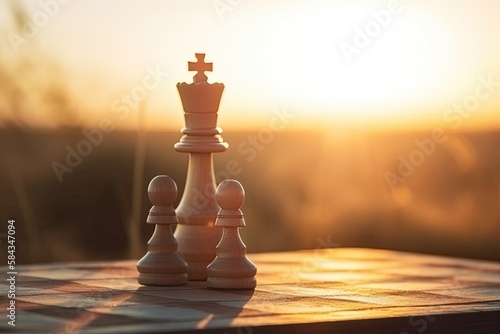 King in chess game represent to leader of the game under the concept of  businness strategy. Generative AI photo