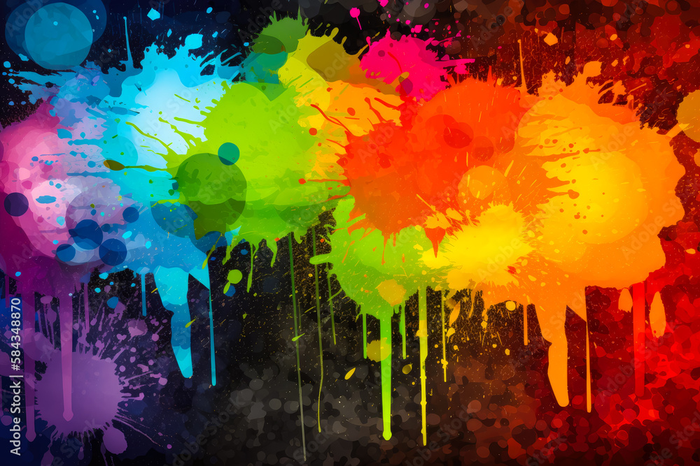 A paint splashes on black background. Created with Generative AI. A paint splashes on black background. Created with Generative AI.