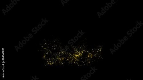 Bismillah arabic calligraphy animation with particles effect and golden sparkle colors in black background. photo