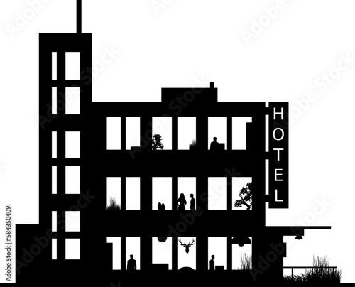 Silhouette eines modernen Hotels
