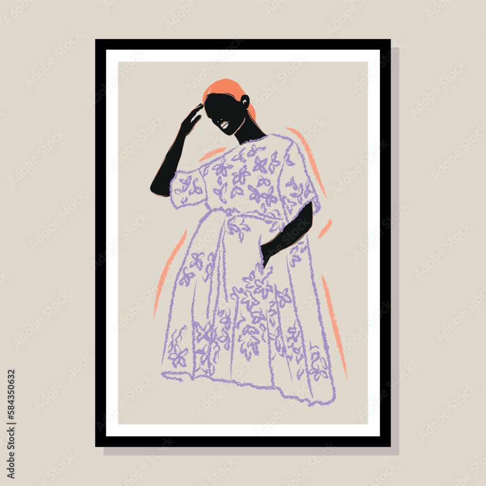 Woman portrait vector illustration. Art for for postcards, wall art, banner, background, branding. Woman portrait vector illustration. Art for for postcards, wall art, banner, background, branding.