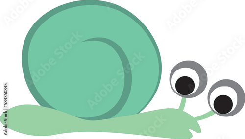 cute green snail cartoon vector