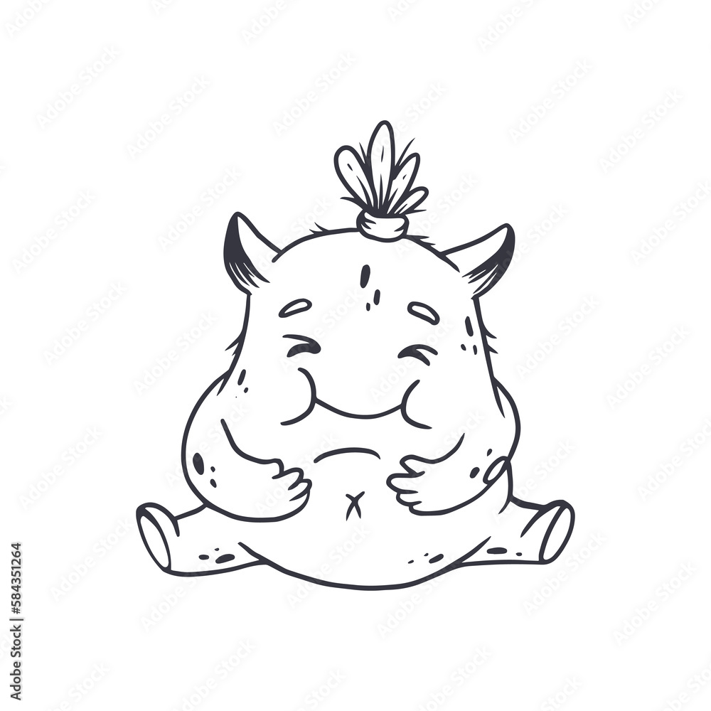 Cute cartoon monster on white background.Icon monster.Alien.Coloring.Doodle.Vector illustration Cute cartoon monster on white background.Icon monster.Alien.Coloring.Doodle.Vector illustration