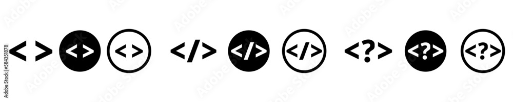 Code vector icon. Marks of html code. Code programming icons. Coding sign. on a white background eps10 vector illustration Code vector icon. Marks of html code. Code programming icons. Coding sign. on a white background eps10 vector illustration