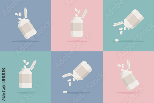 Medicine bottle colorful vector illustration. Suitable for banners, cards, posters. 