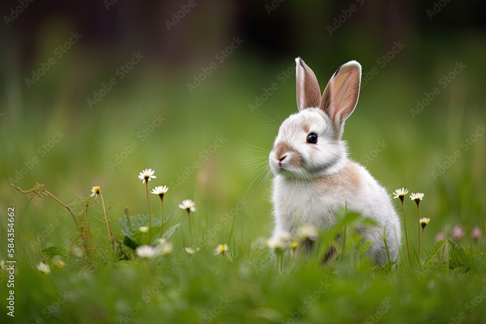 Fototapeta premium A bunny rabbit in a field of grass