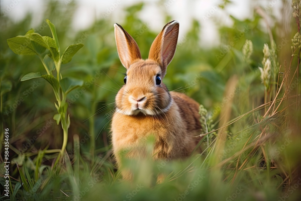A bunny rabbit in a field of grass A bunny rabbit in a field of grass