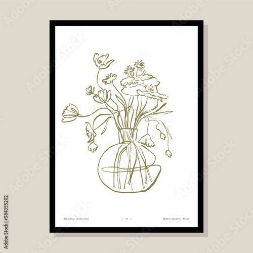 Botanical vector illustration. Art for for postcards  wall art  banner  background  branding.