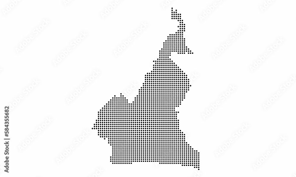 Cameroon dotted map with grunge texture in dot style. Abstract vector illustration of a country map with halftone effect for infographic. 