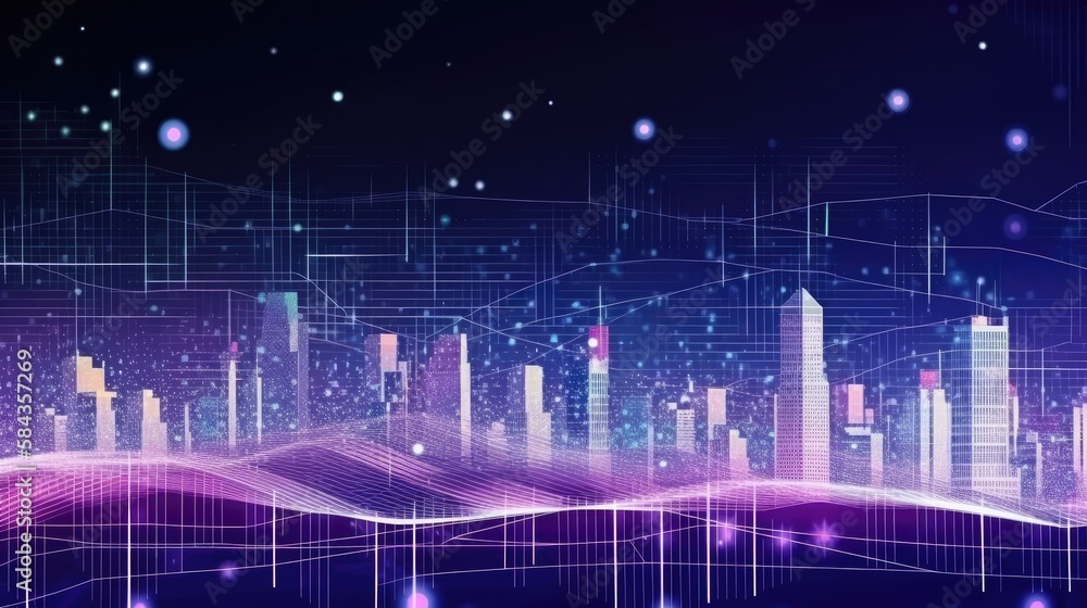 Abtracts of  city with connection and hologram building.