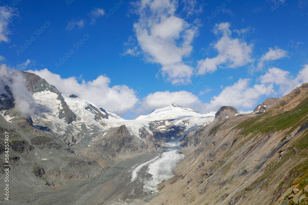 Bergmassiv, Großglockner auch Glockner,  Ansicht über der Pasterze, Hohe Tauern, Tirol, Österreich, Europa