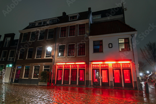 Canvas Print Red light district in Amsterdam Netherlands by night