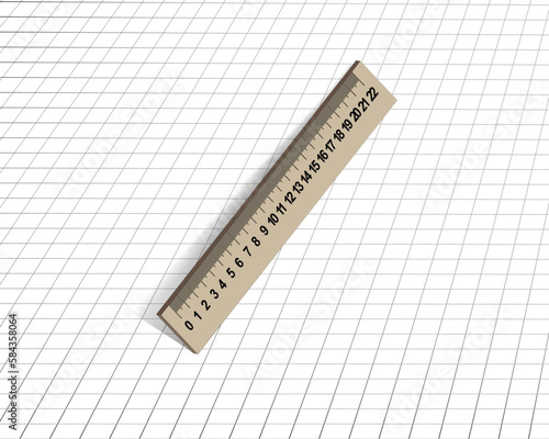 Ruler with a scale in centimeters. Vector. On a background in a cage.