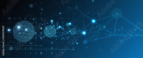 Quantum processing. Deep learning artificial intelligence. Future new technology  for business or science presentation