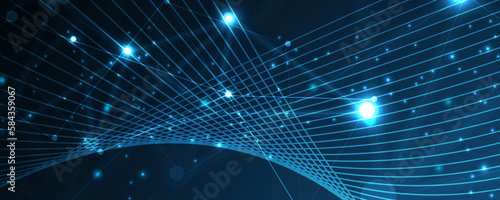 Quantum processing. Deep learning artificial intelligence. Future new technology  for business or science presentation