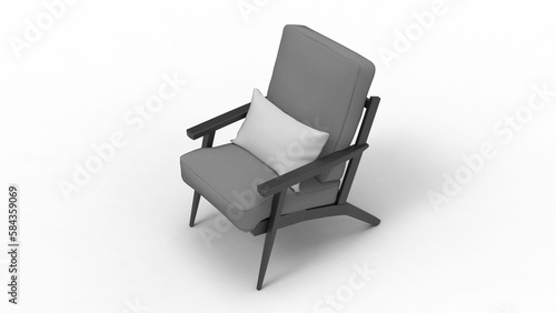 arm chair top view with shadow 3d render