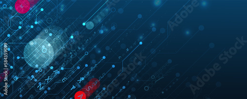 Quantum processing. Deep learning artificial intelligence. Future new technology  for business or science presentation