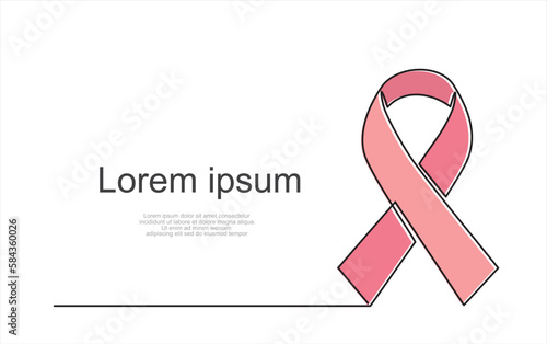 Continuous one line logo design charity badge ribbon vector illustration concept