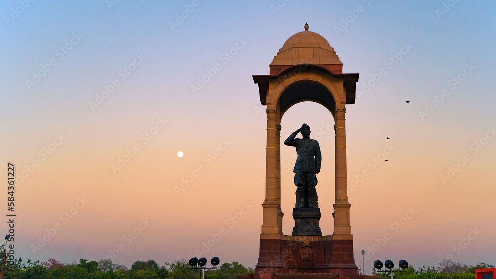 Netaji Canopy is a 28 feet tall black granite statue of Indian freedom fighter Netaji Subhas Chandra Bose. It is placed under the canopy behind India Gate, New Delhi