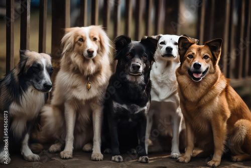 Group of dogs  AI Generated 