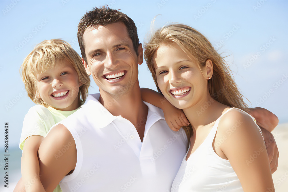 beautiful family at the beach (AI Generated) beautiful family at the beach (AI Generated)