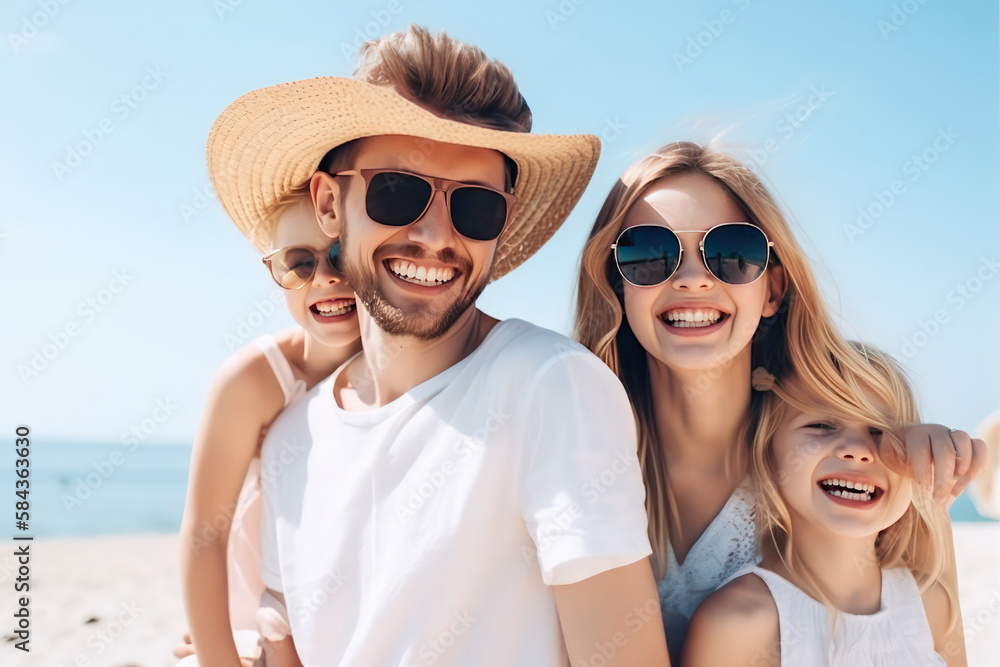 beautiful family at the beach (AI Generated) beautiful family at the beach (AI Generated)