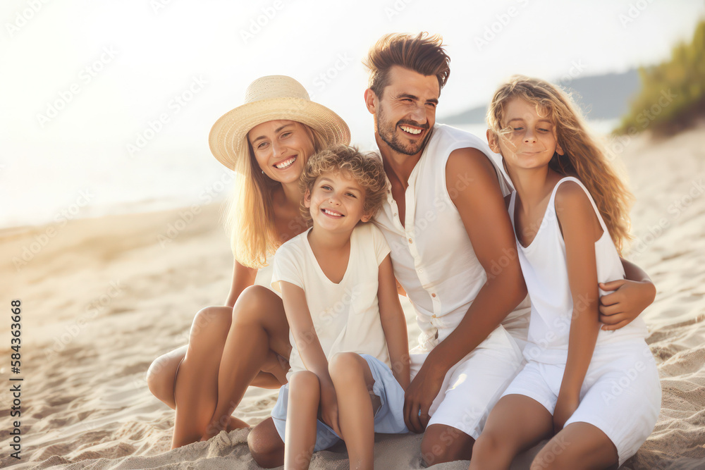 beautiful family at the beach (AI Generated) beautiful family at the beach (AI Generated)