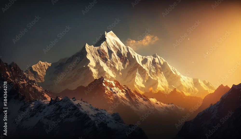Captivating Sunrise over the Himalayan Mountains: A Breathtaking Moment Frozen in Time