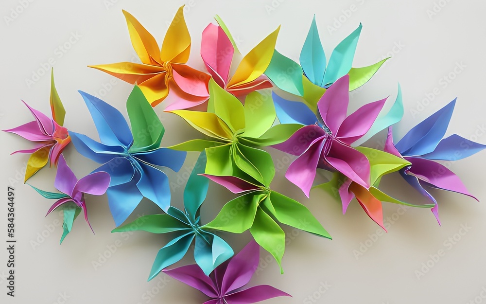 Fototapeta premium colorful flowers origami