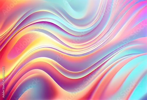 Abstract grainy 3d render holographic chromatic iridescent wave in motion colorful background. Dreamy gradient design element for banners  backgrounds  wallpapers and cover