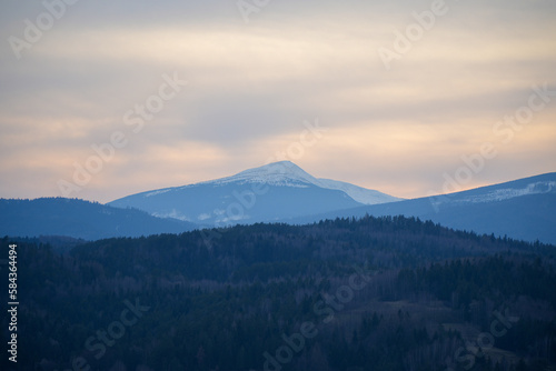 View of the top of Babia Góra in winter photo
