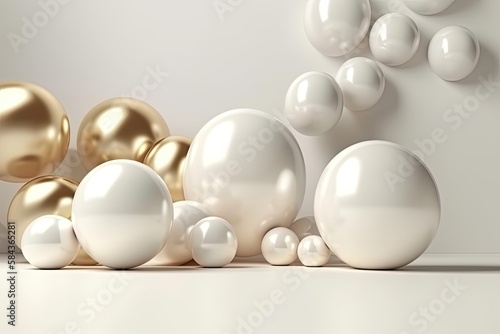 White balloons on a light background. For greeting cards or background.