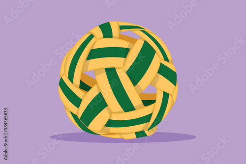 Graphic flat design drawing of sepak takraw ball or rattan ball logo, icon, symbol. Scissor kick. Team sport competition, tournament, South East or Asian sport game. Cartoon style vector illustration photo