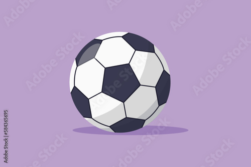 Cartoon flat style drawing football soccer ball icon. Black white ball symbol. Sport game logotype, template, sign, emblem. Soccer ball for website app, label, logo. Graphic design vector illustration