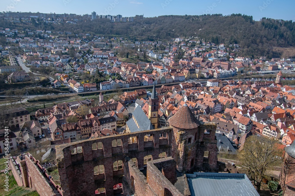 View from the Castle of Wertheim with Wertheim town in the background located in Germany