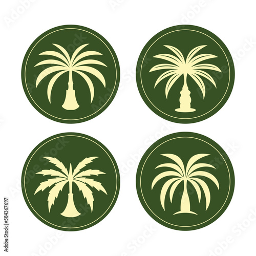 Luxury Minimalist Dates Palm Tree Silhouette Label Design Template