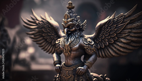Majestic Garuda Sculpture: Symbol of Power and Devotion in Indian Mythology © artefacti
